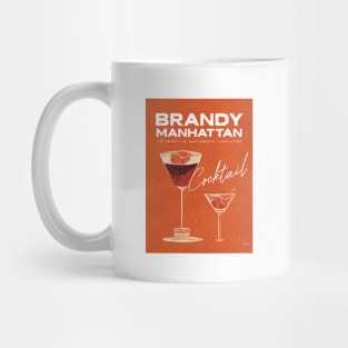 Brandy Manhattan Retro Poster Orange Bar Prints, Vintage Drinks, Recipe, Wall Art Mug